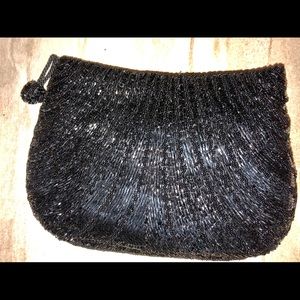 Black Beaded Clutch Purse